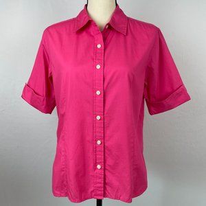 Talbots Petites Short Sleeve Pink Button-Down Collared Shirt – Size PM